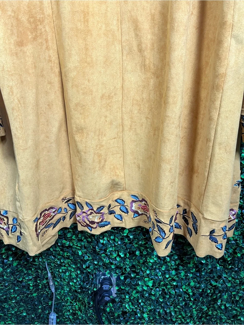 CURATIONS | Faux Suede Embroidered Open Front Jacket - Picture 8 of 9